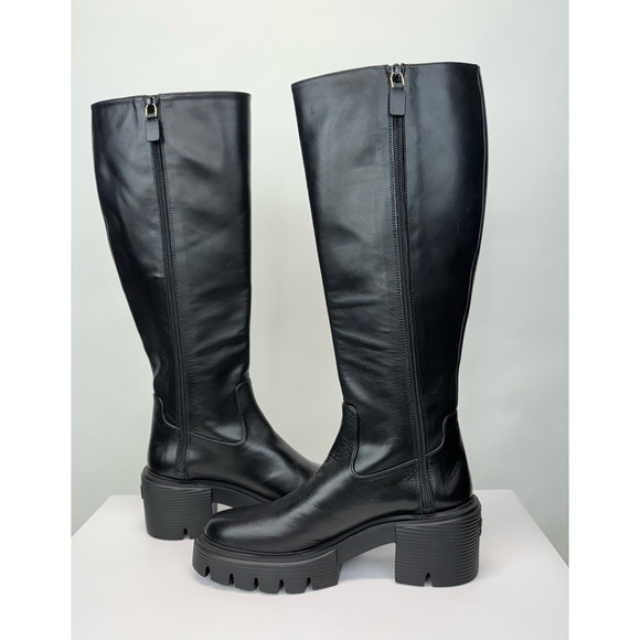 New Stuart Weitzman Soho Knee High Boot Black Leather Sz 7 - Picture 12 of 16